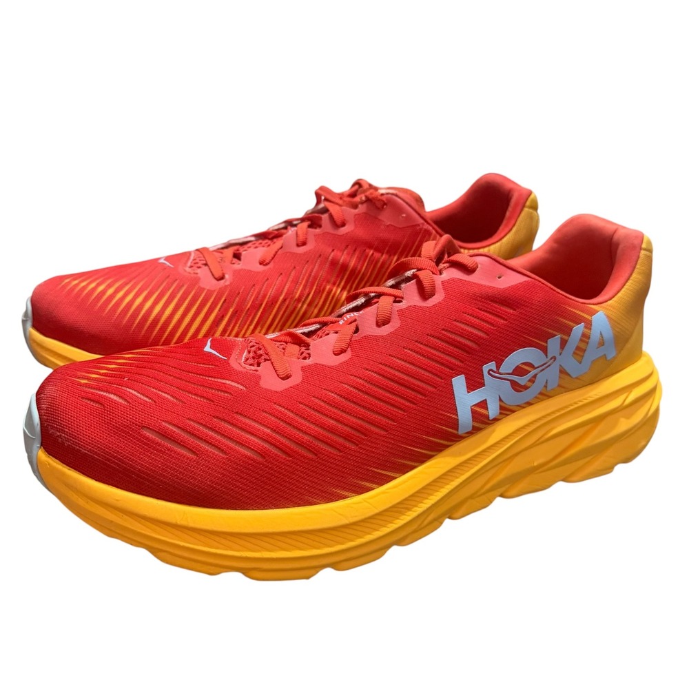 Hoka One One Rincon 3 Mens 13D Red Orange Running Shoes Sneakers